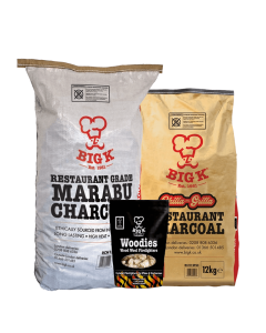 Chilla-Grilla 12kg (RCH12FSC), Marabu Lumpwood Charcoal 15kg (RCH15) & Woodies Wood Wool Firelighters Bundle