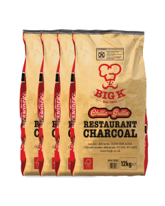 4 x Chilla-Grilla 12kg (RCH12FSC) Bag Restaurant Grade Lumpwood Charcoal Bundle