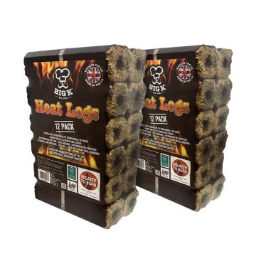 2 x Compressed Saw Dust Heat Logs (LGHEATFSC) - FSC® Certified Pack of 12 Heat Logs Bundle