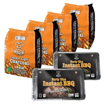 4 x Two Individual Bags of Instant Light Lumpwood Charcoal FSC® Certified (IL02FSC) & 2 x Large Party Sized Disposable Barbecue (DBPARTY) Bundle