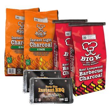 2 x Real Lumpwood Charcoal 5kg (CH05W), 2 x Six Individual Bags of Instant Light Lumpwood Charcoal FSC® Certified (IL06FSC) & 2 x Large Party Sized Disposable Barbecue (DBPARTY) Bundle