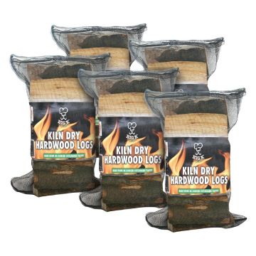 5 x Kiln Dried Hardwood Logs (LG01KD) FSC® Certified and Grown in Britain - Net Bags Bundle