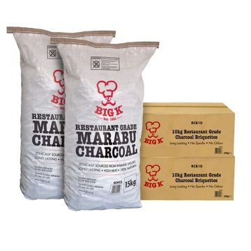2 x 15kg Professional Marabu Lumpwood Charcoal (RCH15) & 2 x Au Natural 10kg (RCB10) Lumpwood Charcoal Briquettes Bundle