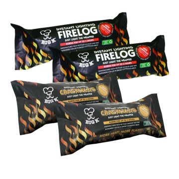 2 x Instant Light Fire Log (LGW10) & 2 x Instant Light Crackle Log (LGWCR) Bundle