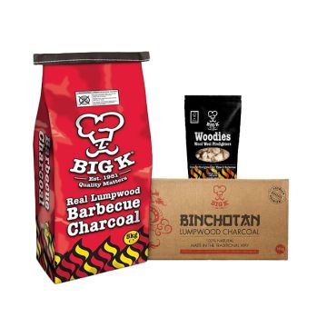 Binchotan (BINCHOTAN10), Woodies Wood Wool Firelighters (FLWOOD) & Real Lumpwood Charcoal (CH05W) Bundle