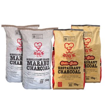 2 x Chilla-Grilla 12kg (RCH12FSC) & 2 x Marabu Charcoal 15kg (RCH15) Lumpwood Charcoal Bundle