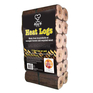 Compressed Saw Dust Heat Logs (LGHEAT) - 30 Packs of 12 on a Quarter Pallet (360 Heat Logs)