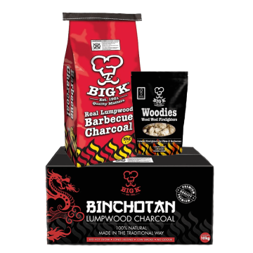Binchotan (BINCHOTAN10), Woodies Wood Wool Firelighters (FLWOOD) & Real Lumpwood Charcoal (CH05W) Bundle