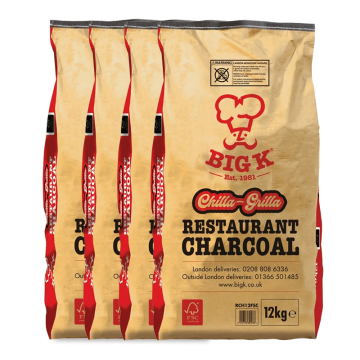 4 x Chilla-Grilla 12kg (RCH12FSC) Bag Restaurant Grade Lumpwood Charcoal Bundle
