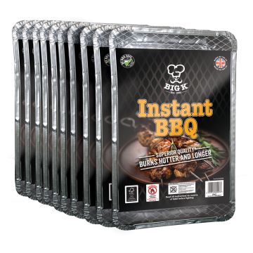 10 x All in One Picnic Disposable Barbecue with FSC® Certified Instant Light Lumpwood Charcoal (DB01) Bundle