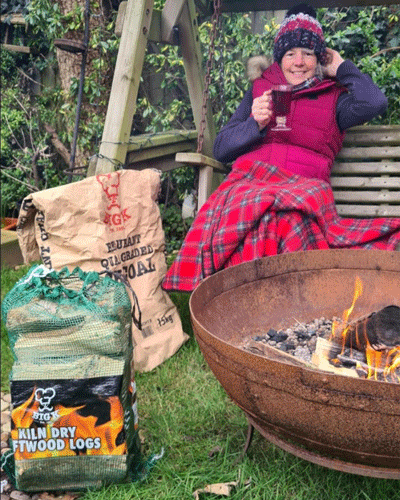 Sue keeping warm